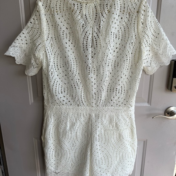 Whistles White Short Sleeve Alisa Placement Lace romper Size 8 - Picture 8 of 11